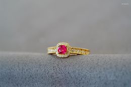 Cluster Rings JHY Solid 18K Gold Nature 0.4ct Red Ruby Gemstones Diamonds Women Fine Jewellery Presents The Six-word Admonition