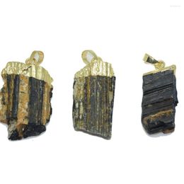 Pendant Necklaces Large Tourmaline Stone Charm Hematite Men Natural Black Long Gold Plated Random Jewelry Rough Jupiter Druzy Geode Male