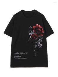 Men's T Shirts Dark Style Flower Short Sleeve T-shirt T-shirts Tops S'YTE Loose O-neck Oversize Tees Under Shirt Clothes