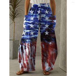 Women's Pants USA Stars Colours Full Length Wide Leg Printed Thin Hipster Trousers Fashion Summer Streetwear Sweatpants Women Clothing