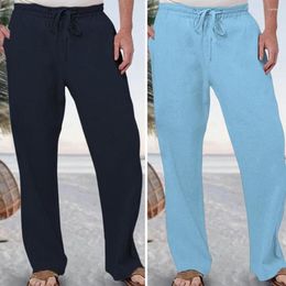 Men's Pants Trousers Breathable Wide Leg Summer With Elastic Waist Soft Loose Fit Featuring Deep Crotch Convenient Pockets Light