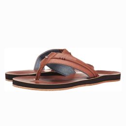 Man Shoes Genuine Leather Slipper Beach Thong Sandals Anti Slip Flipflops For Men