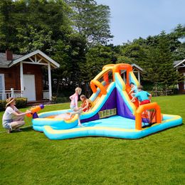 Water Slide Birthday Party Ideas Kids Kids Flateable Park Park Waterslide Castle مع Pool Playhouse Raption Playhouse للحفل