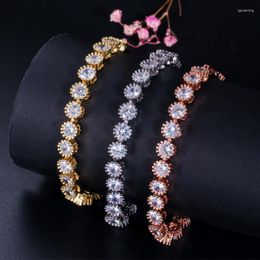 Link Bracelets Pera Fashion Women Friendship Bracelet For Lover Gift Est 1ct Round Cubic Zirconia Stone Setting Rose Gold Color Jewelry B112