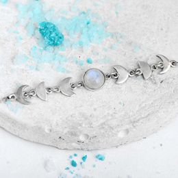 Charm Bracelets 2023 Wholesale Moon Bracelet With Opal Stone Imitation Moonstone Celestial Jewellery Phases Of The Chain Phase