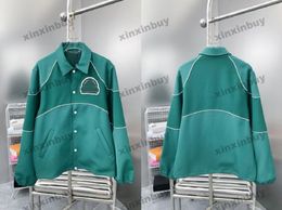 xinxinbuy Men designer Coat Jacket Flower patch Label pocket zipper long sleeve women gray Black green khaki S-XL