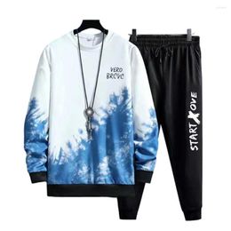 Men's Tracksuits Gym Training Tracksuit Set Stylish Tie-dye Loose Fit Sweatshirt Pants With Elastic Waist Gradient Colour For Spring