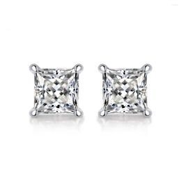 Stud Earrings GJWJ D Color Princess Cut Moissanite Earring S925 Sterling Sliver Plated With 18k White Gold For Women Fine Jewelry