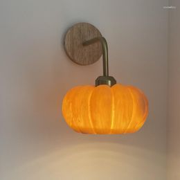 Wall Lamps Japanese Resin Pumpkin Lamp LED Wood Lights For Bedroom Bedside Mounted Restaurant Cafe Bar Lighting Home Decor