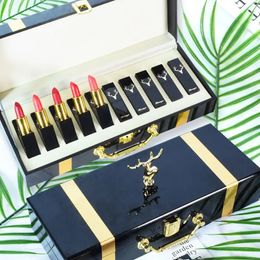 10 pcs Moisturising Lipstick Set - Wooden Box Lip Gloss Collection for Nude Makeup Kits - Perfect Birthday or Anniversary Gift