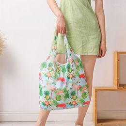 Shopping Bags Fashion Flower Print Women's Handbags Foldable Eco Bag Tote Pouch Reusable Grocery Storage Organiser Shopper