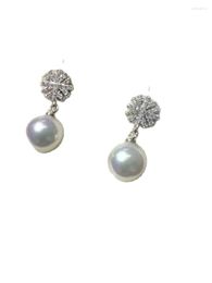 Stud Earrings Pair Of 10-11mm Round South Sea White Pearl Earring 925s