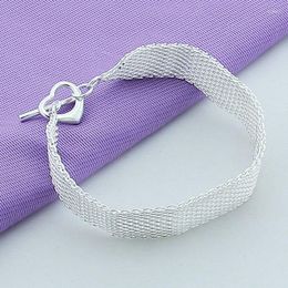 Link Bracelets Wholesale Silver Plated Mesh For Wedding Women Chain Charm Fashion Jewellery Fine Gift