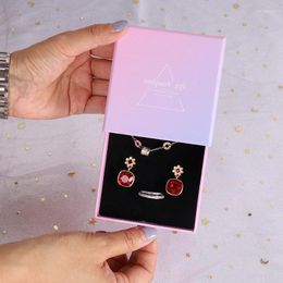 Gift Wrap Pink Eco-Friendly Paper Drawstring Design Jewellery Drawer Box Rosa Personalizado Surprise Portagioie Wedding Supplies Favours