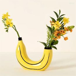 Vases Resin Fruit Vase Banana Lovely Small Creative Home Decoration For Flower Gift Plant Modern Decor