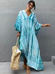 Swimwear Bohemian Beach Dress Women Striped Print Bathing Suit Cover Up Summer Tunic For Woman Beachwear Long Maxi Loose Robe De Plage