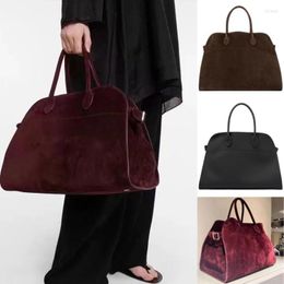 Duffel Bags The R0W Handbag Row Cowhide Large Capacity Women's High Range Suede Tote Bag Minimalist Style Margaux