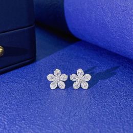 Stud Earrings YM2023 White Diamonds 18K Gold Nature 0.16ct Female Studs For Women Fine