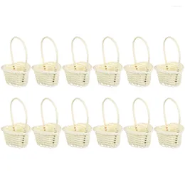 Jewellery Pouches 12 Pcs Basket Handle Baskets Petal Flower Girl Packing White Plastic Wedding Child