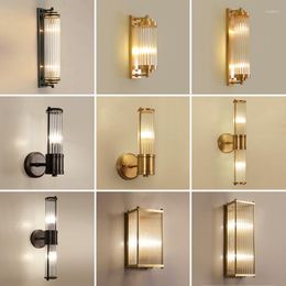 Wall Lamps Modern Light Luxury Copper Lamp Suitable For Living Room Corridor Bedroom Study Lighting Classical Style