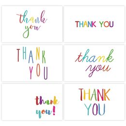 9*5.4cm 50pcs/bag Colourful Thank You Paper Greeting Cards For Business Package Stationery Envelope Decor Baking Shop Supplies