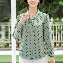 Women's Blouses Fashion Women Polka Dot Chiffon Shirts Summer 3/4 Sleeve Korean Clothing Basic Bow Pulover Loose Office Lady Casual Chic