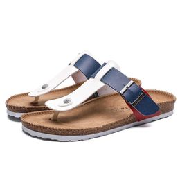 men summer shoes flat slippers latest design Classic Style men Cork sandal upper leather flip flops for women