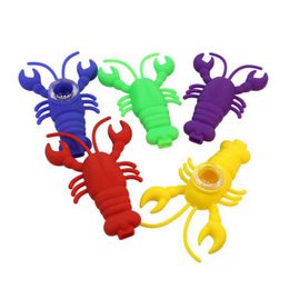 Colorful Innovative Silicone Pipes lobster Style Glass Filter Nineholes Screen Bowl Portable Easy Clean Herb Tobacco Cigarette Holder Smoking Handpipes DHL