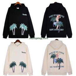 M1ar Men's Hoodies Sweatshirts High Edition Rhude Spring/summer New Coconut Tree Print Hooded Sweater High Street Casual Fashion Brand