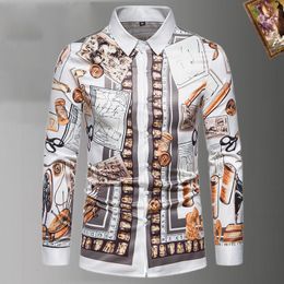 2023 Luxury Designer Dress Shirt Men's Fashion Association Open Lining Men Solid Business Casual Letter Long Sleeve M-XXXL#021