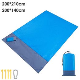 Mat 2x2.1m Waterproof Beach Blanket Folding Camping Mat Mattress with Portable Pocket Lightweight Outdoor Picnic Blanket Travel Mat