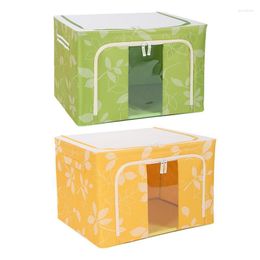 Storage Bags Clothing Bins Foldable Metal Frame Clothes Box With Reinforced Handle Clear Window For Comforters