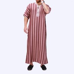 Ethnic Clothing Muslim Men Jubba Thobe Kaftans Dress Ramadan Embroidery Dishdasha Robe Arab Loose Long Blouse Gown Eid Mubarak