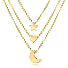 Chains Gold Color Moon Choker Necklace For Women Statement Star Map Heart Pendant Necklaces Boho Jewelry Gift