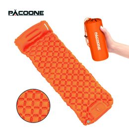 Mat PACOONE Outdoor Camping Sleeping Pad Ultralight Air Mat Inflatable Mattress with Pillows Builtin Inflator Pump Travel Hiking