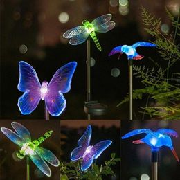 Solar LED Fairy Lights Butterfly Dragonfly Bird Shape Waterproof Garden Decoration Lawn Pathway Lamp Christmas Decor