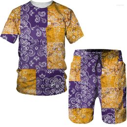 Men's Tracksuits Fashion Cashew Floral Print Suit Retro Paisley 3D T-shirt/shorts/suit Casual Couple Costume Hip Hop Street Sportswear