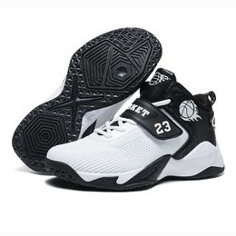 Youth Mens New Style Basketball Shoes Hook & Loop Sneakers Womens Casual Sports Trainers For Children