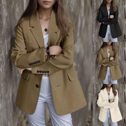 Women's Suits Women Spring Summer Casual Simple Fashion Solid Colour Button Cardigan Pocket Suit Jacket Petite Down Coats For