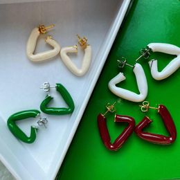Dangle Earrings Europe America Brand Drop Glaze Multicolor Triangular Geometric Women Designer High Quality Famous Jewellery Runway Trend
