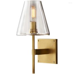 Wall Lamps American Vintage Bracket Glass Copper Living Room Bedside Background Sconces Lights Designer Deco Fixtures