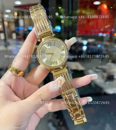 Brand Wrist Watches Women Girl Diamond Bracelet Style Metal Steel Band With Luxury Logo Quartz Clock GS 55