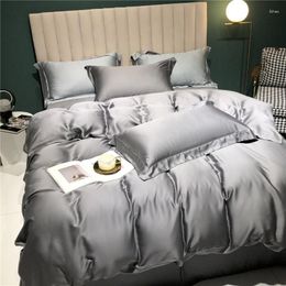 Bedding Sets Sondeson Luxury Silk Dark Gray Set Healthy Skin Duvet Cover Bed Linen Pillowcase Flat Sheet Or Fitted