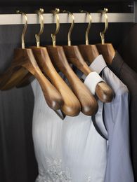 Hangers Household Solid Wood Clothes Hanger Copper Hook High-end Men's And Women's Cloakroom Wardrobe Adult Luxury Wedding Gift