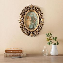 Frames Oval Picture Vintage Antique Resin Po Frame With Glass Wall Mounted Display Rack Home Decoration