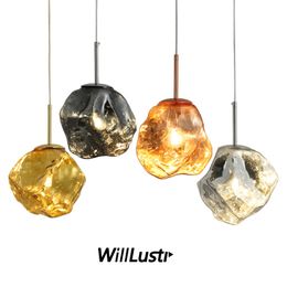 Creative Lava Glass Pendant Lamp Handblown Suspension Light Hotel Cafe Bar Hallway Bedside Aluminum Hanging Ceiling Chandelier