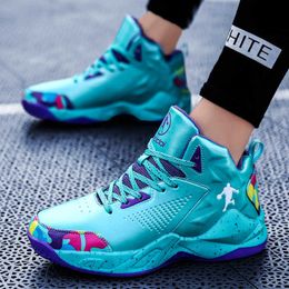 New Style Womens Mens High Top Basketball Shoes Comfortable Sneakers Youth Blue Purple White Casual Sports Trainers Size 36-45