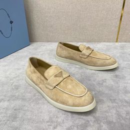 2024 Gentleman Men's Loafers Dress Sneakers Shoes Low Top Suede Cow Leather Slip On Oxfords Suede Moccasins Rubber Sole Footwear Excellent Men Walking