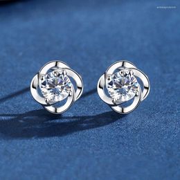 Stud Earrings 925 Sterling Silver Luxury Women 0.3ct 0.5ct Simple Four Claw Real Moissanite For Fine Jewellery