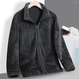 Men's Jackets Solid Color Men Jacket Versatile Lapel Fleece Warm Stylish Functional Outerwear For Autumn Winter Coat